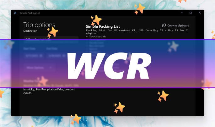 WCR Over Simple Packing Hero Screenshot